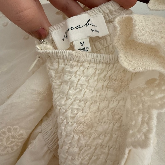 Ivory balloon sleeve off shoulder dress Amable by Mable | boho whimsical dress - Picture 6 of 9